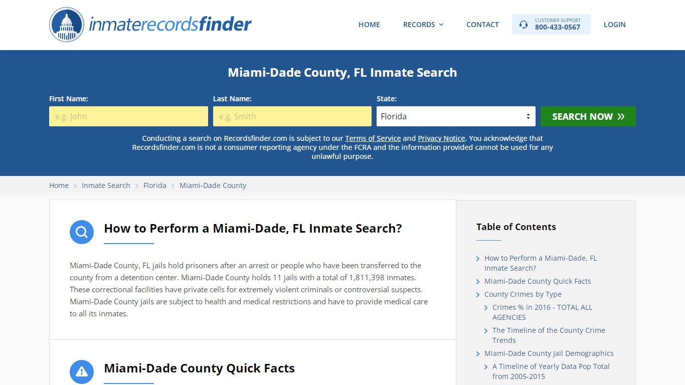 Miami-Dade County, FL Inmate Search - RecordsFinder
